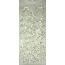 Контурные наклейки "Кольца и цветы", серебро - Наклейки
