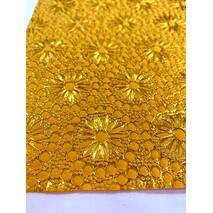 Бумага ручной работы с металлизированным напылением «Круги», золото на желтом фоне, А4 - Бумага
