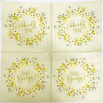 Салфетка 33*33 см "Венок Hello spring!" - Салфетки