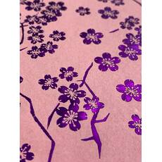 Бумага ручной работы с металлизированным напыление «Сакура», розовый, А4 - Бумага