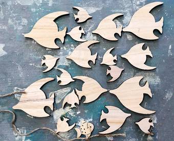 Набор деревянных изделий "Рыбки", 18 шт - Фигурные заготовки из фанеры