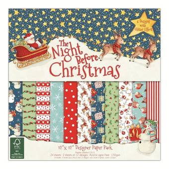 Бумага для скрапбукинга "The Night Before Christmas", 15,2х15,2 см - Бумага для скрапбукинга