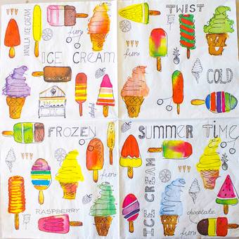 Салфетка 33*33 см "Мороженое" - Кухонная тематика и еда