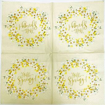 Салфетка 33*33 см "Венок Hello spring!" - Салфетки