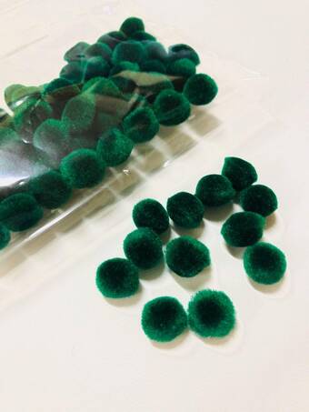 Помпон для творчества 10 мм, зеленый, 65 штук - Фетр