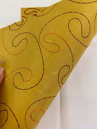 Бумага ручной работы с прошитым узором, желтый, А4 - Бумага